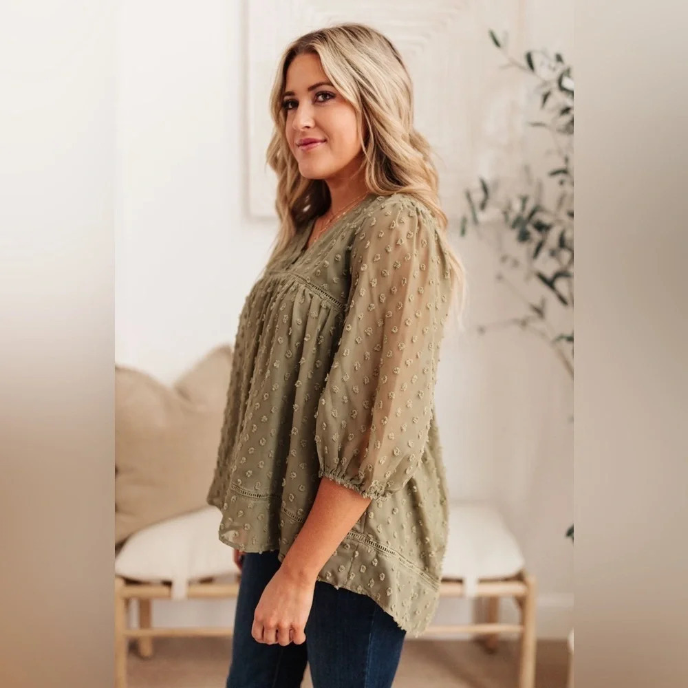 Ave Shops Jessica Swiss Dot Top In Sage - Picture 3 of 6